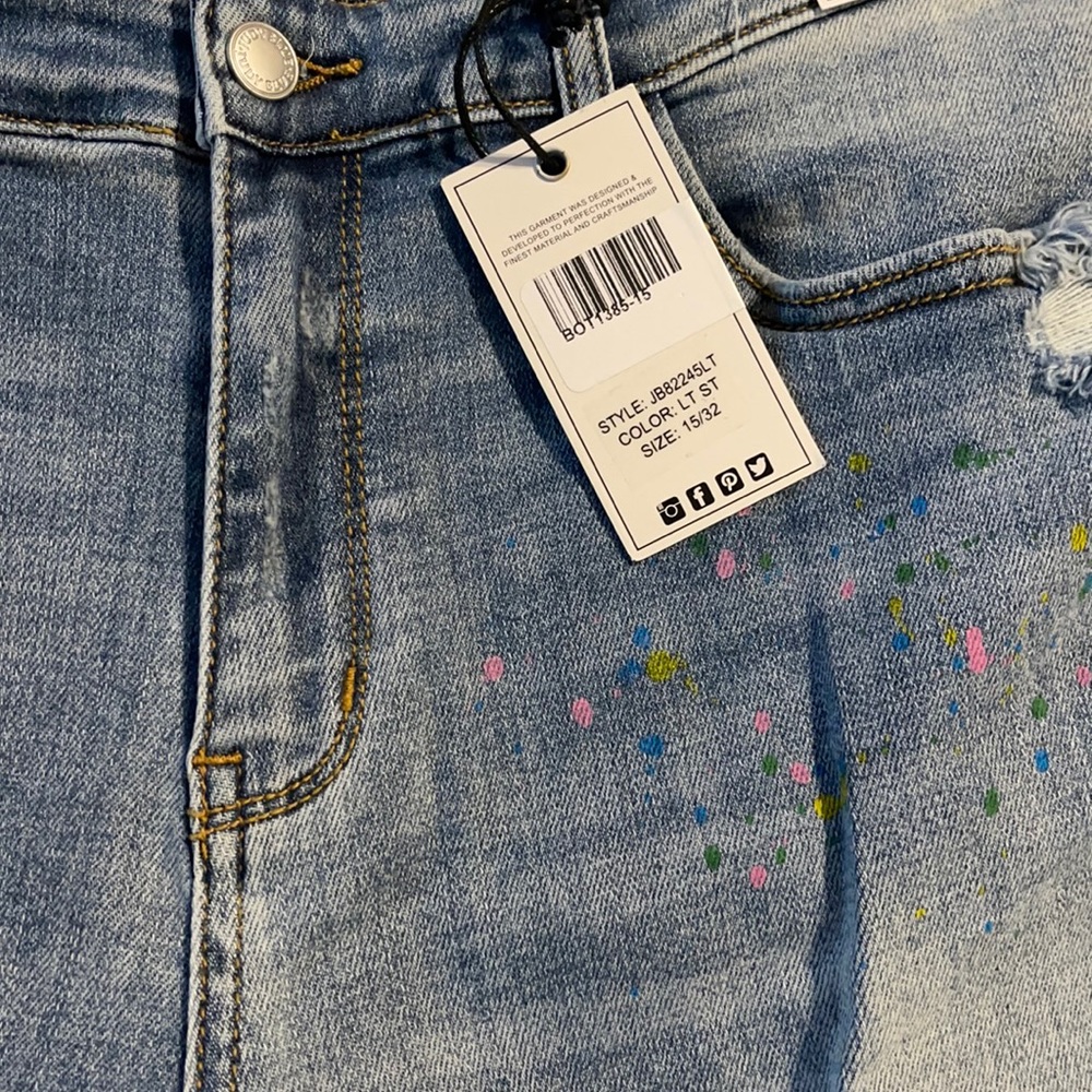 Judy blue paint splatter boyfriend jeans